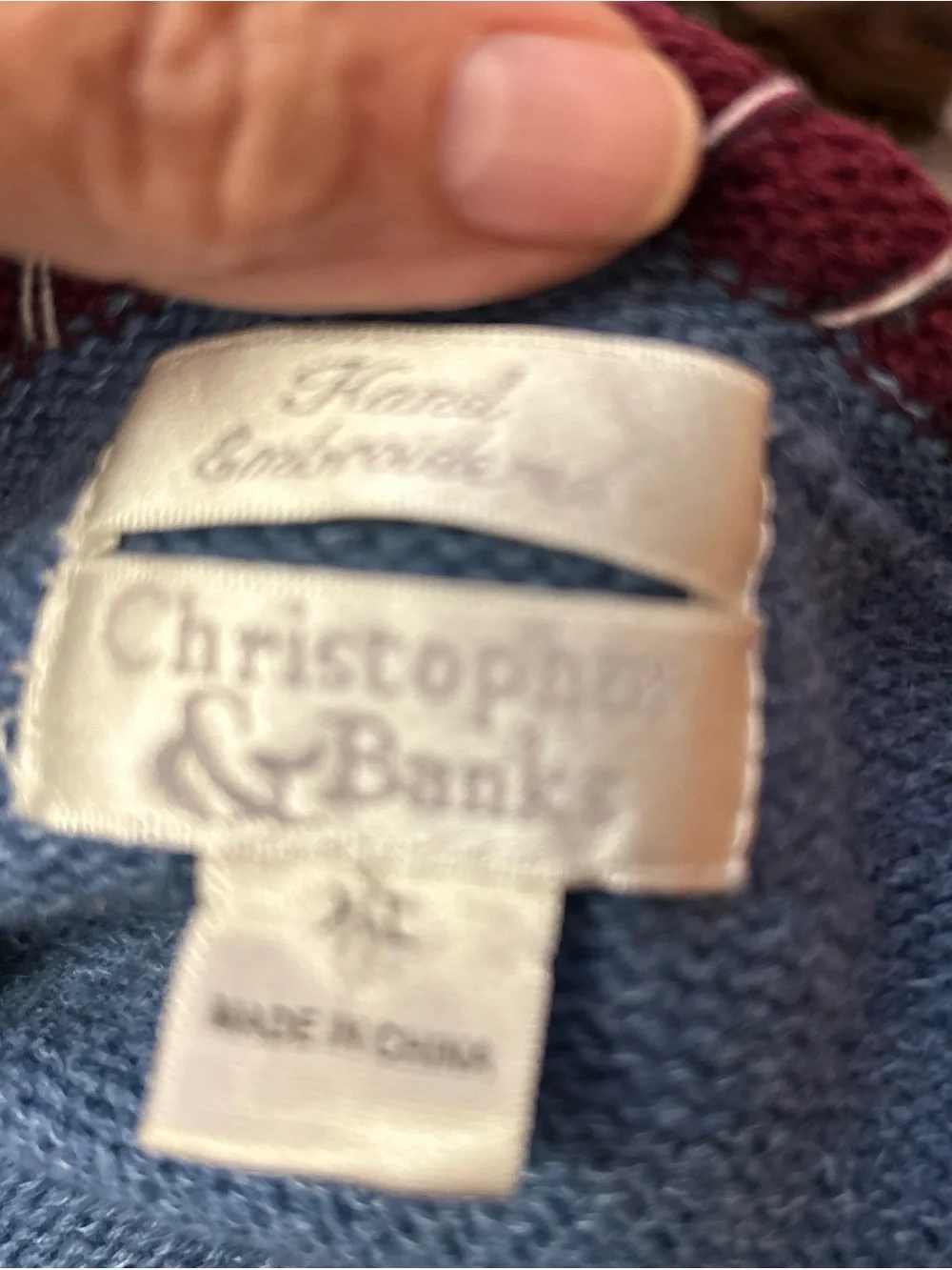 Christopher & Banks Light Blue Snowman, Tree and Flag  Crewneck Sweater